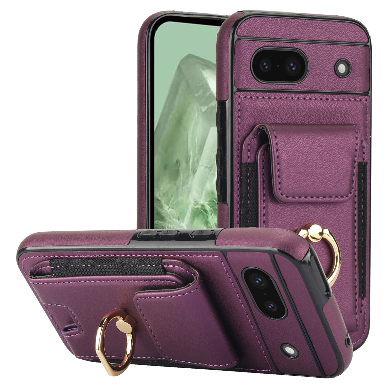 For Google Pixel 8a Kickstand Case PU Leather+TPU Phone Cover with Card Slots For Google Pixel 8a Kickstand Case PU Leather+TPU Phone Cover with Card Slots